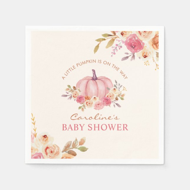 Little Pumpkin Rosa Girl Baby Shower Pappra Napkin Pappersservett (Framsidan)