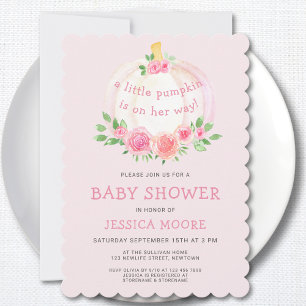 Little Pumpkin Rosa Girl Girl Girl Shower Inbjudningar