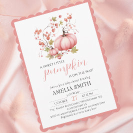 Little Pumpkin Rosa Girls Baby Shower Inbjudningar