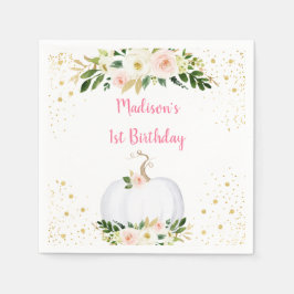 Little Pumpkin Rosa Guld Birthday Pappersservett