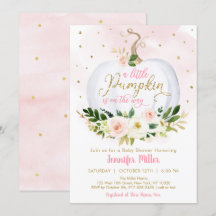 Little Pumpkin Rosa Guld Blommigt Baby Shower