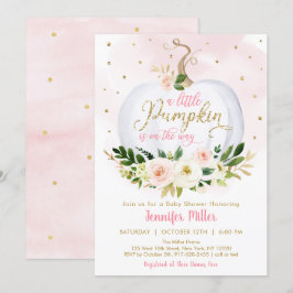 Little Pumpkin Rosa Guld Blommigt Baby Shower Inbjudningar