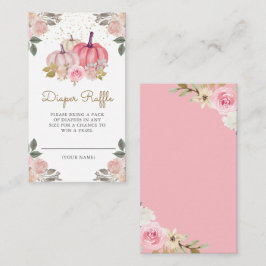 Little Pumpkin Rosa Guld Blommigt Diaper Raffle Tilläggskort