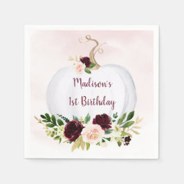 Little Pumpkin Rosa Guld Burgundy Birthday Pappersservett