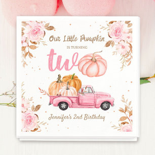 Little Pumpkin Rosa Lastbil Girl Girl Fall 2nd Bir Pappersservett