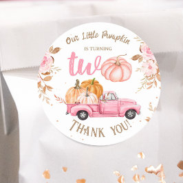 Little Pumpkin Rosa Lastbil Girl Girl Fall 2nd Bir Runt Klistermärke