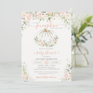 Little Pumpkin Rosa ros Fall Girl Baby Shower Inbjudningar