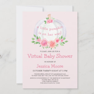 Little Pumpkin Rosa Virtuell Baby Shower-inbjudan Inbjudningar