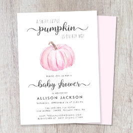 Little Pumpkin Rosa Watercolor Flicka Shower Inbjudningar