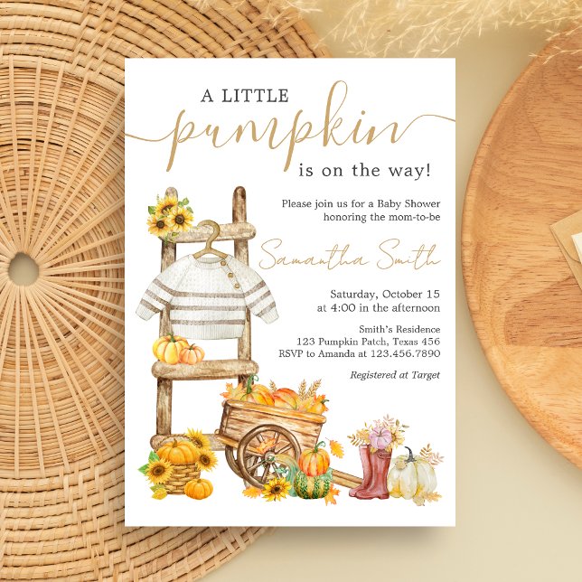 Little Pumpkin Rustic Baby Shower Inbjudningar (A Little Pumpkin Baby Shower Invitation)