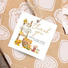 Little Pumpkin Rustic Baby Shower Square Gåvor Etiketter