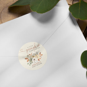 Little Pumpkin Rustic Blommigt Baby Shower Runt Klistermärke