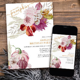 Little Pumpkin Rustic Blommigt Girls Birthday Inbjudningar