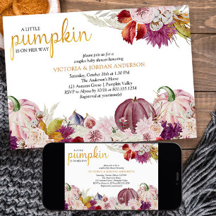 Little Pumpkin Rustic Blommigt Par Baby Shower Inbjudningar
