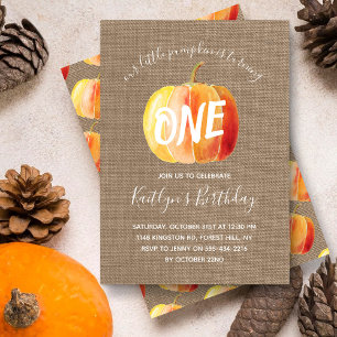 Little Pumpkin Rustic Burlap 1st Birthday Inbjudningar