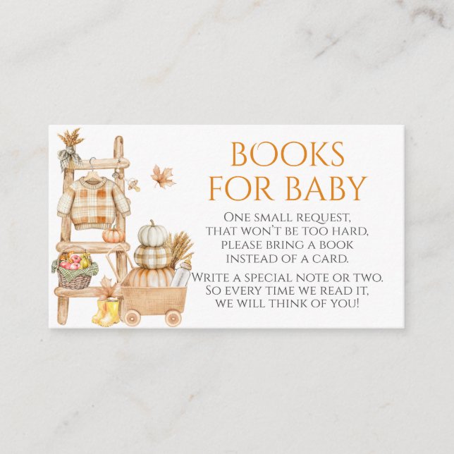 Little Pumpkin Rustic Farm Baby Shower Bokar Tilläggskort (Framsida)