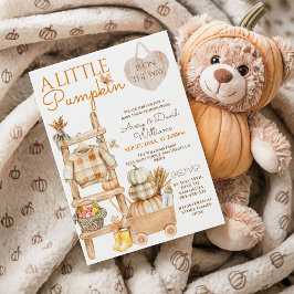 Little Pumpkin Rustic Farm Fall Baby Shower Inbjudningar