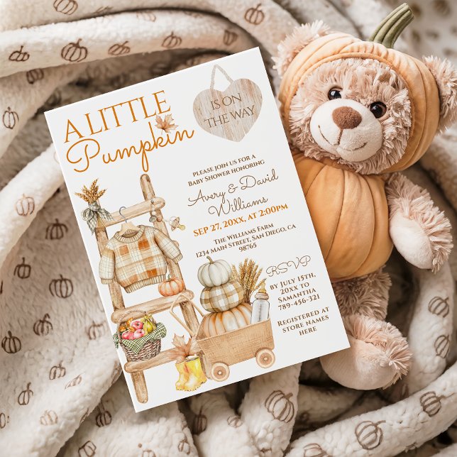 Little Pumpkin Rustic Farm Fall Baby Shower Inbjudningar (Skapare uppladdad)