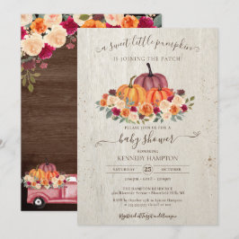 Little Pumpkin Rustic Wood Autumn Shower Inbjudningar