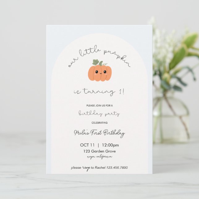 Little Pumpkin’s First Birthday Invitation  Inbjudningar (Stående Fram)