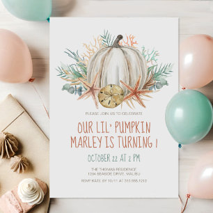 Little Pumpkin Seashells Fall Birthday Inbjudningar