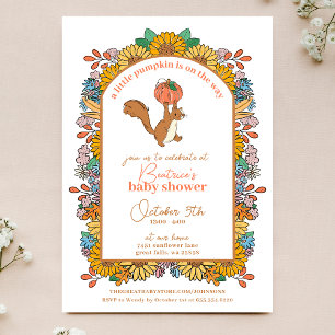 Little Pumpkin Solros Squirrel Baby Shower Inbjudningar