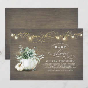 Little Pumpkin Succulents Rustic Fall Baby Shower Inbjudningar