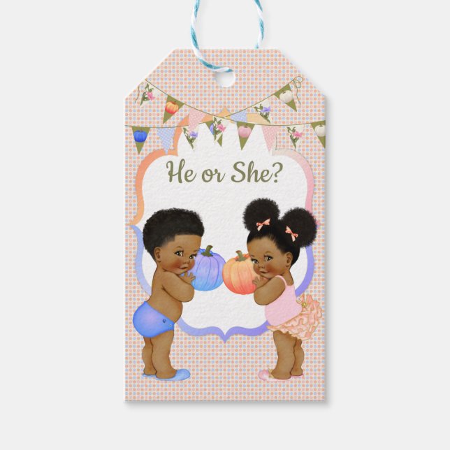 Little Pumpkin Tack Gift Märkre Mörk Puffs Presentetikett (Framsidan)