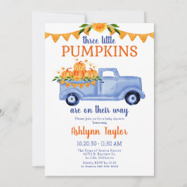 Little Pumpkin Triplet Baby Shower allt i ett Inbjudningar