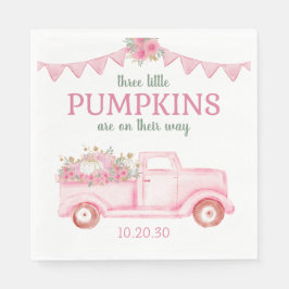 Little Pumpkin Triplet Girl Baby Shower Napkins Pappersservett