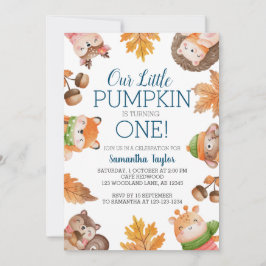 Little Pumpkin, Turning One, 1st Birthday Invati Inbjudningar