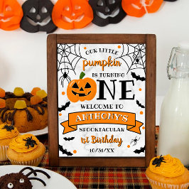 Little Pumpkin Turning One Halloween 1st Birthday Poster