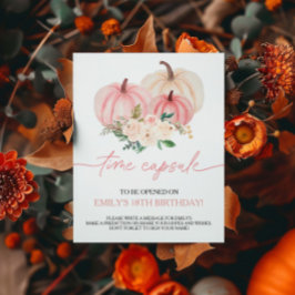 Little Pumpkin Turning One Time Capsule Sign Poster