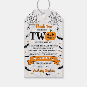 Little Pumpkin Turning Two Halloween 2nd Birthday Presentetikett