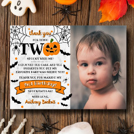Little Pumpkin Turning Two Halloween 2nd Birthday Tack Kort