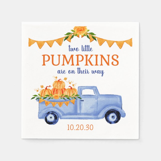 Little Pumpkin Twin Boy Shower Napkins Pappersservett (Framsidan)