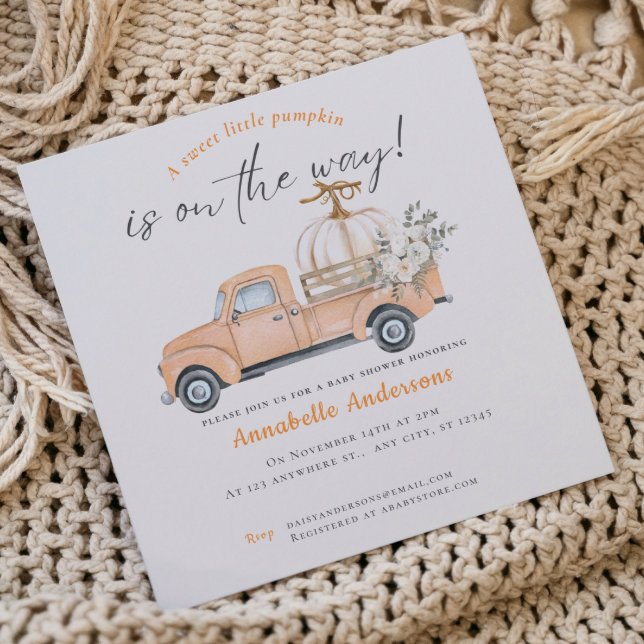 Little Pumpkin Vattencolor Baby-duschinbjudan Inbjudningar (Little Pumpkin watercolor Baby shower invitation )