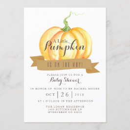 Little Pumpkin | Vattenfärg | Babyskor Inbjudan