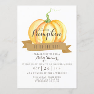 Little Pumpkin Vattenfärg Babyskor Inbjudan