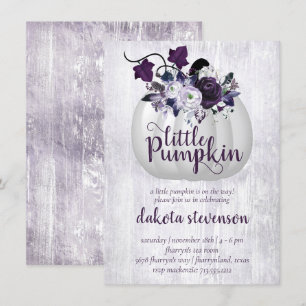 Little Pumpkin Violet Lila Rustic Baby Shower Inbjudningar