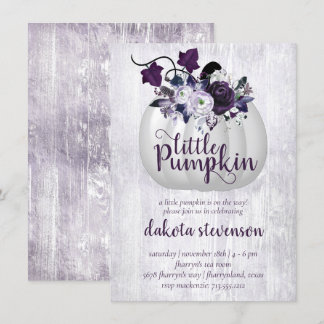 Little Pumpkin | Violet Lila Rustic Baby Shower Inbjudningar