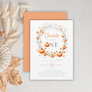 Little Pumpkin Wandan Ram Girly 1st Birthday Inbjudningar