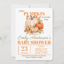 Little Pumpkin Watercolor Baby Shower Inbjudningar
