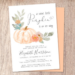 Little Pumpkin Watercolor Baby Shower Inbjudningar