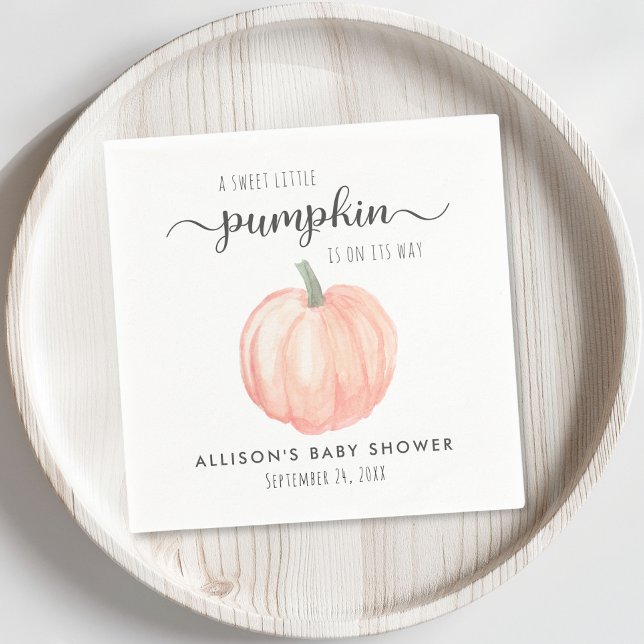 Little Pumpkin Watercolor Baby Shower Pappersservett (Skapare uppladdad)