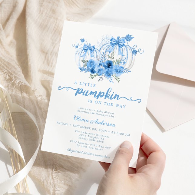 Little Pumpkin Watercolor Fall Baby Shower Inbjudningar (Skapare uppladdad)