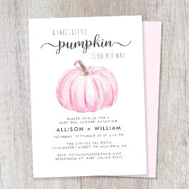 Little Pumpkin Watercolor Flicka Par Shower Inbjudningar