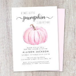 Little Pumpkin Watercolor Flicka Shower Inbjudningar