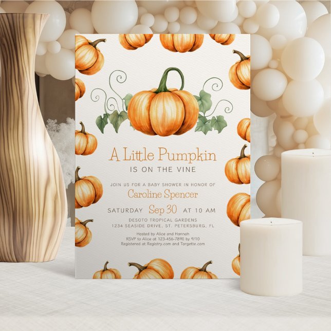 Little Pumpkin Whimsical Baby Shower-inbjudan Inbjudningar (Skapare uppladdad)