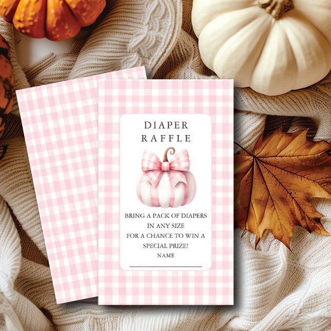 Little Pumpkins Rosa Gingham Diaper Raffle Biljett Tilläggskort (Skapare uppladdad)